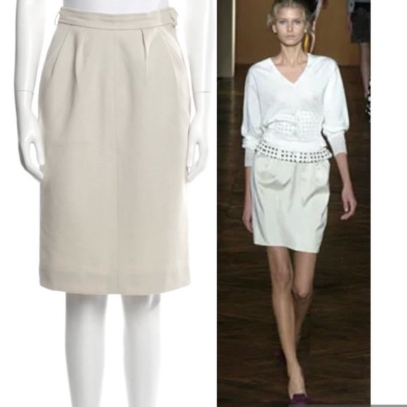 Yves Saint Laurent Rive Gauche Cotton/Silk Pencil Skirt Pockets 36/4 - Picture 1 of 7